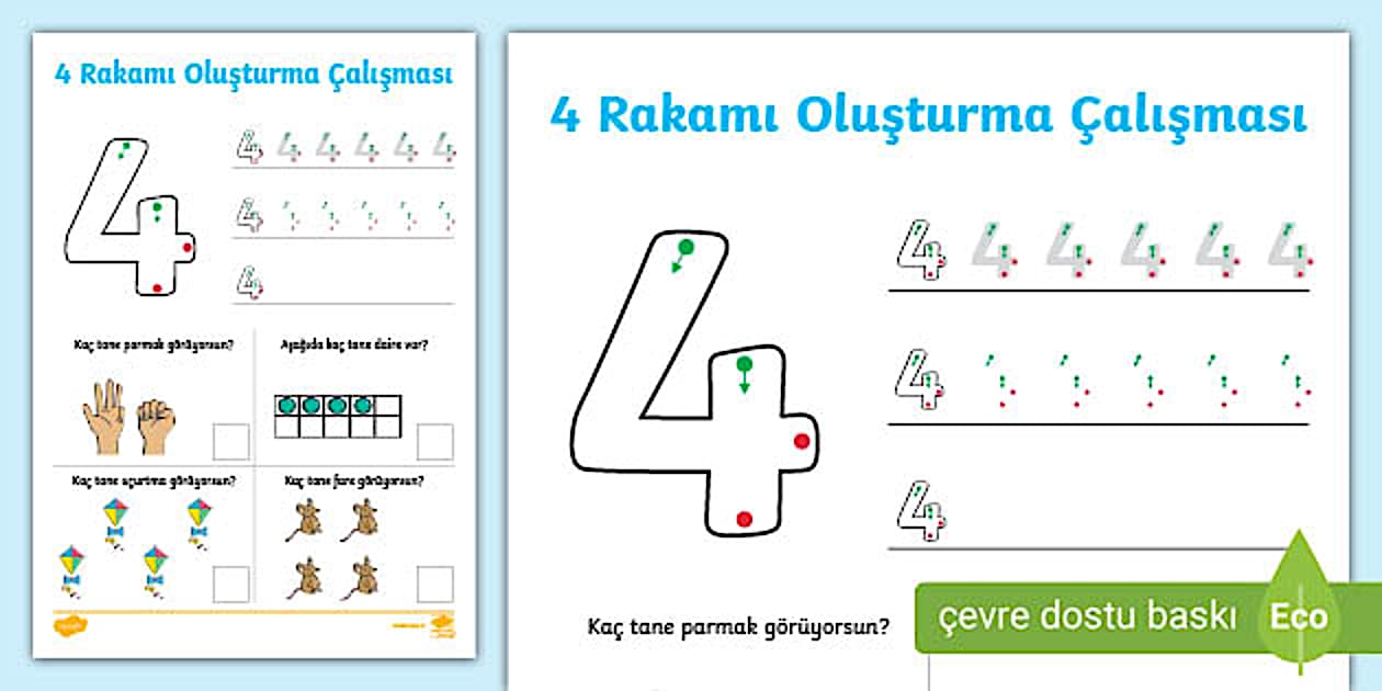 Sayı Oluşturma Etkinlik Sayfası | 4 Rakamı - Twinkl