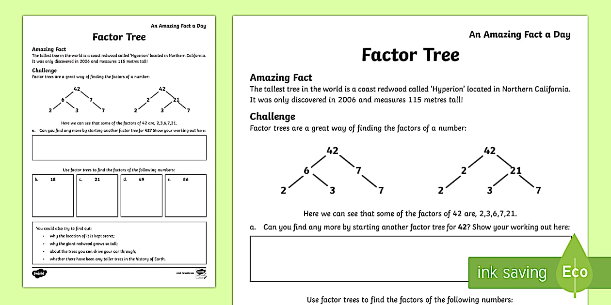 Editable Factor Trees Worksheet (professor feito) - Twinkl