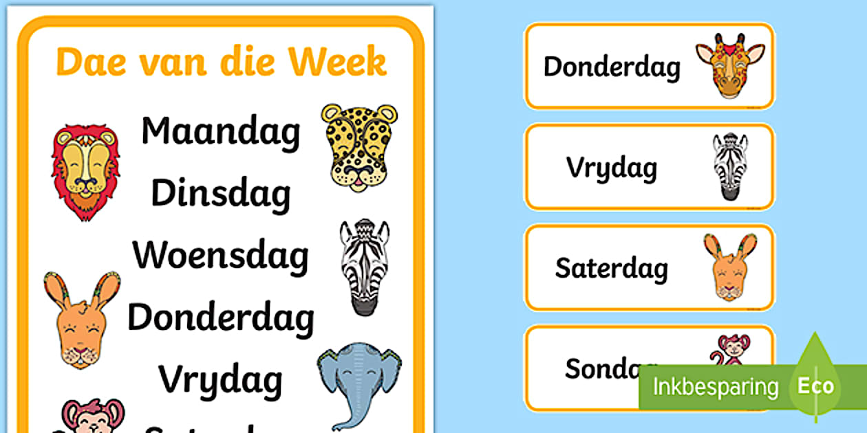 Stories Vanaf Afrika - Dae Van Die Week - Twinkl