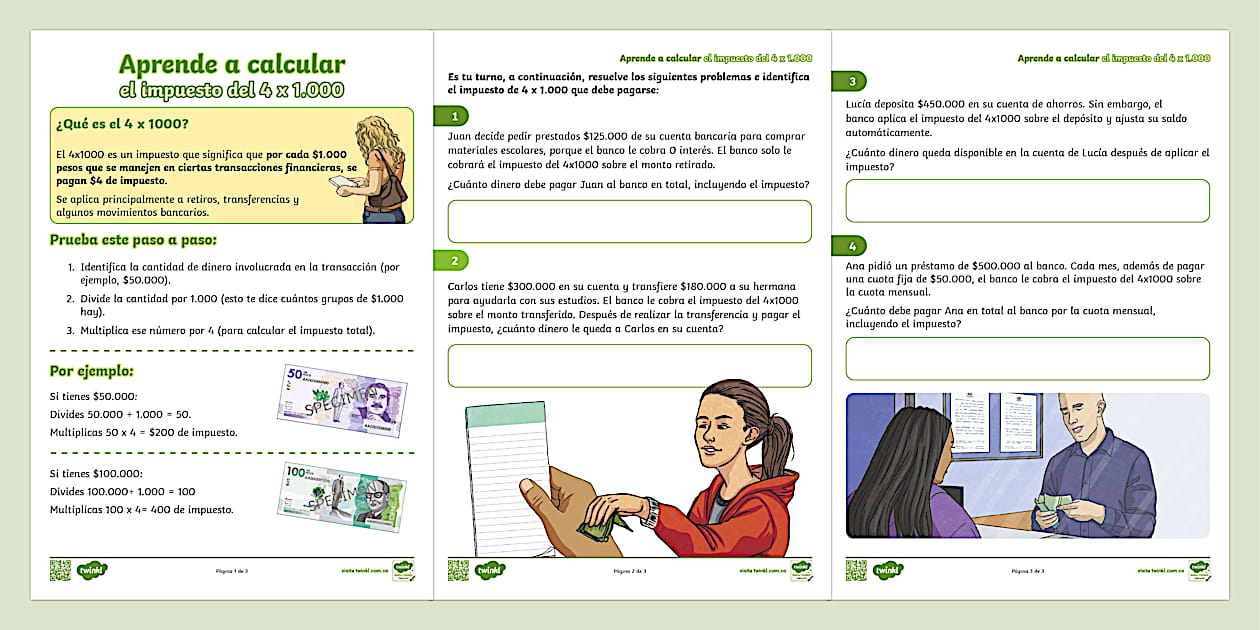 Guía escolar calcula el impuesto 4 por mil - Twinkl Colombia