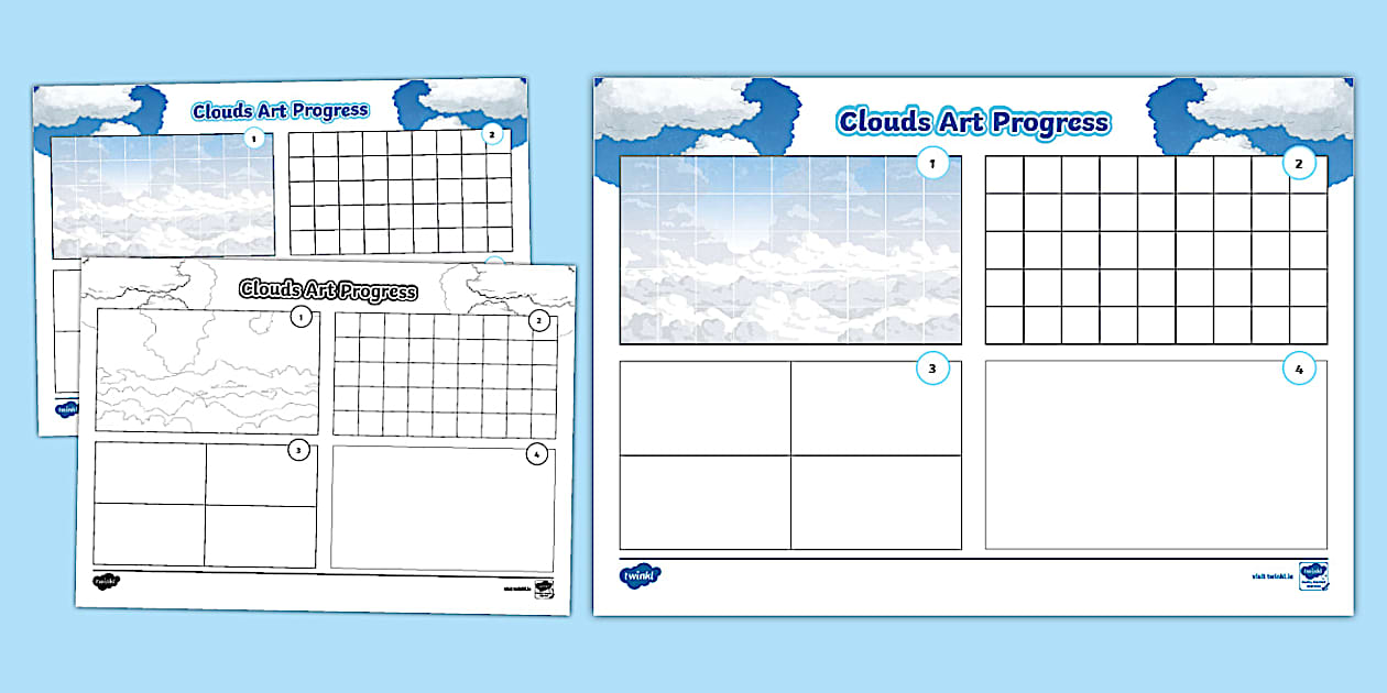 Clouds Art Progress Template - Twinkl Art