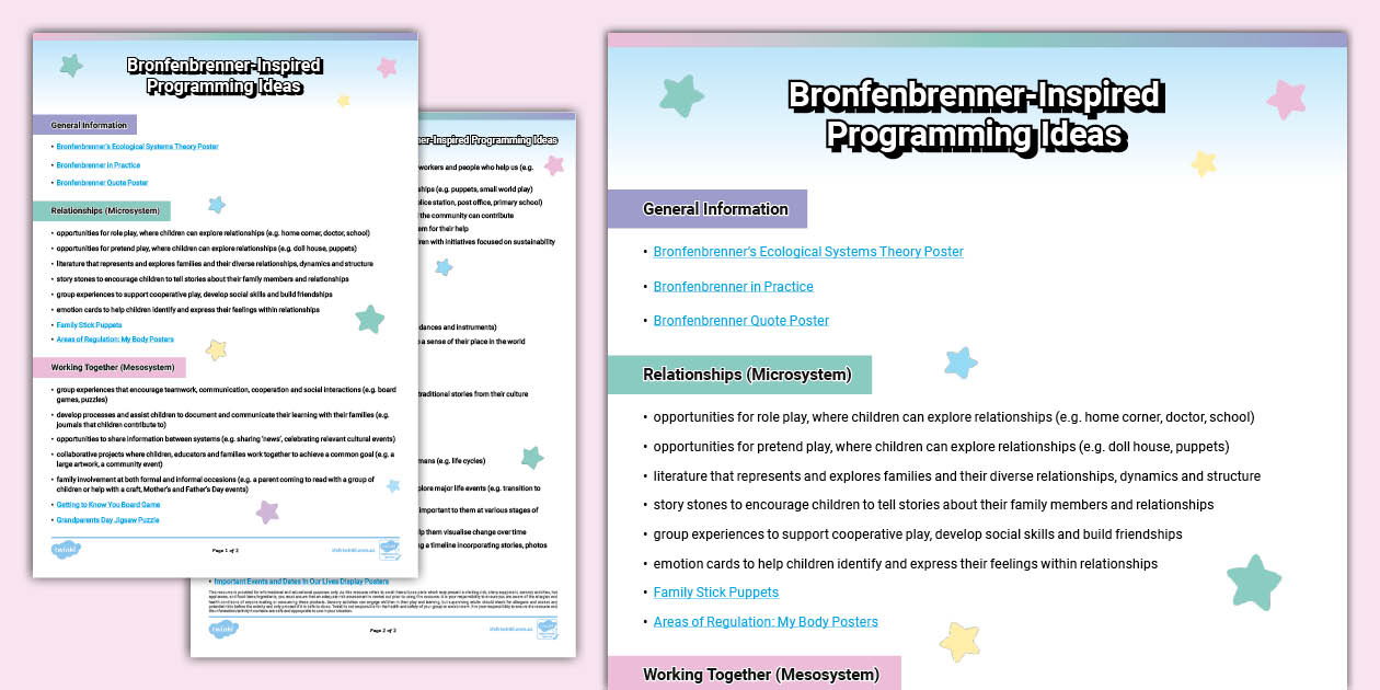 Bronfenbrenner-Inspired Programming Ideas (teacher made)