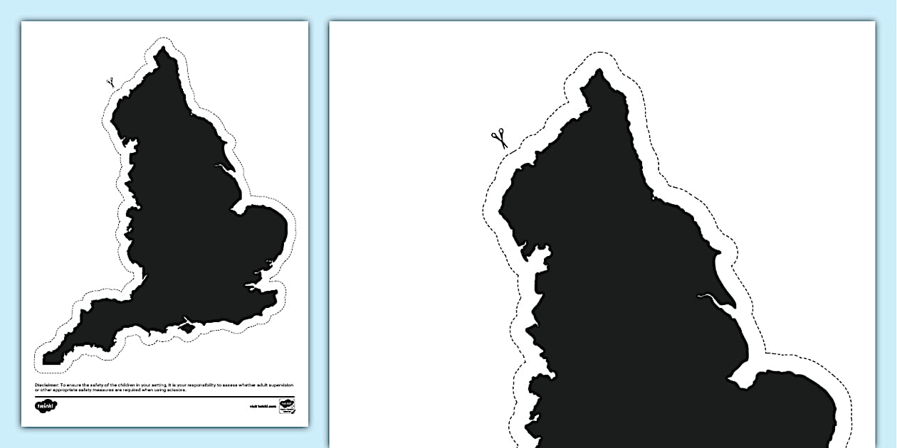 Map of England Silhouette Cut-Out - Twinkl