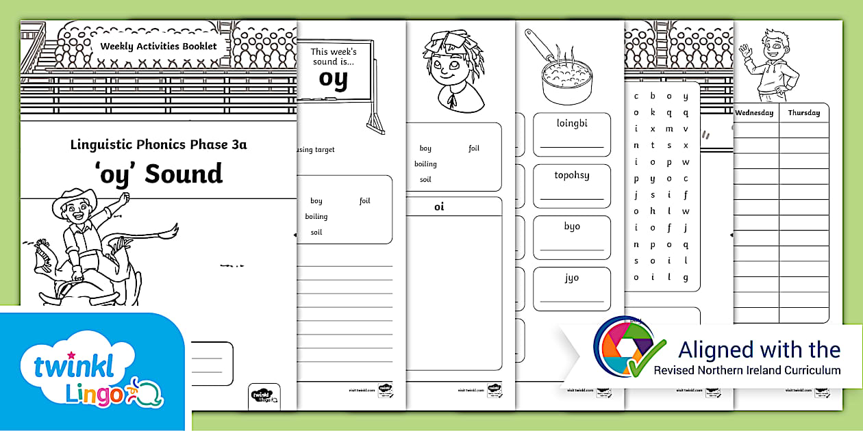 NI Linguistic Phonics Phase 3a 'oy' Sound Activities Booklet