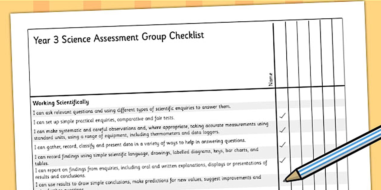 2014 National Curriculum Year 3 Science Assessment Group Checklist - target