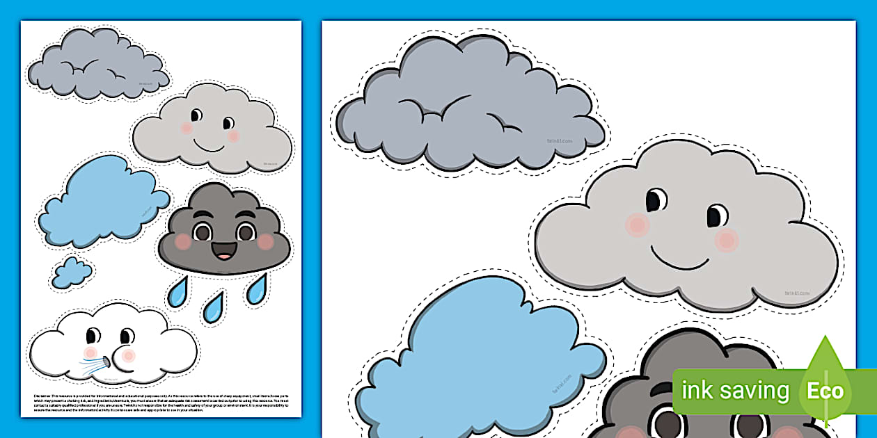 Cloud Clip Art Cut-Outs (teacher made) - Twinkl