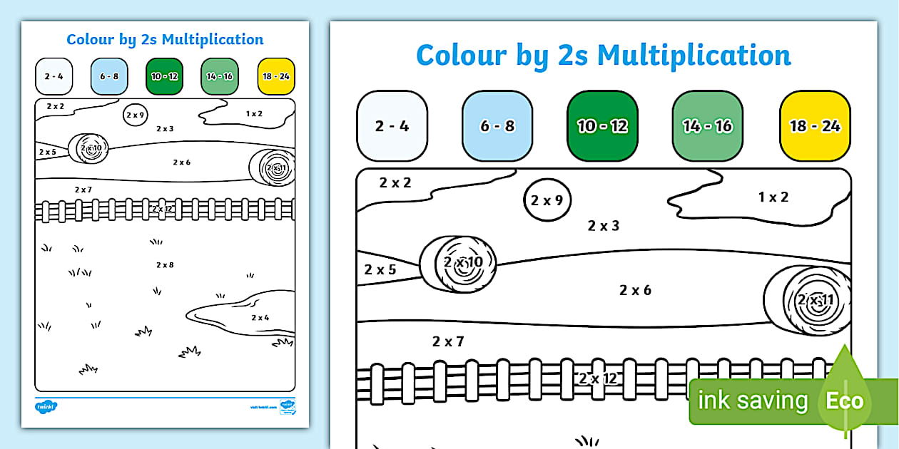👉 Colour by 2s Multiplication Worksheet (teacher made)