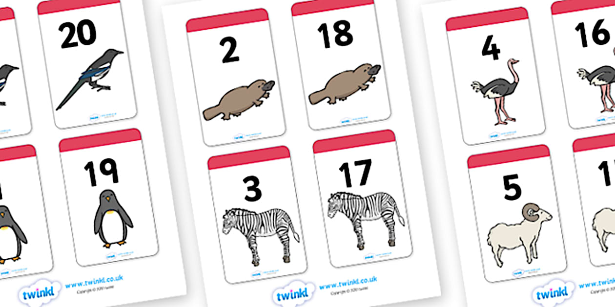 Number Bonds to 20 Matching Cards (Animals) - Twinkl
