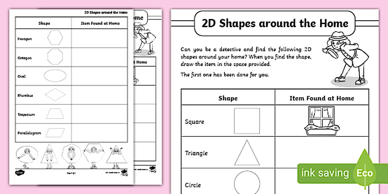 2D Shapes at Home Worksheet Australian Primary Resources