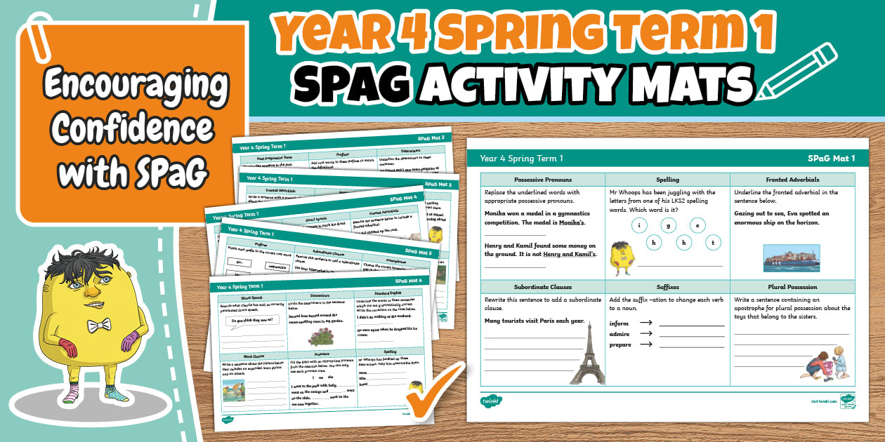 Year 4 Spring Term 1 SPaG Activity Mats - Twinkl - KS2