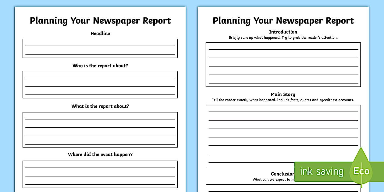 Newspaper Report Planning - Teaching Resources - Twinkl