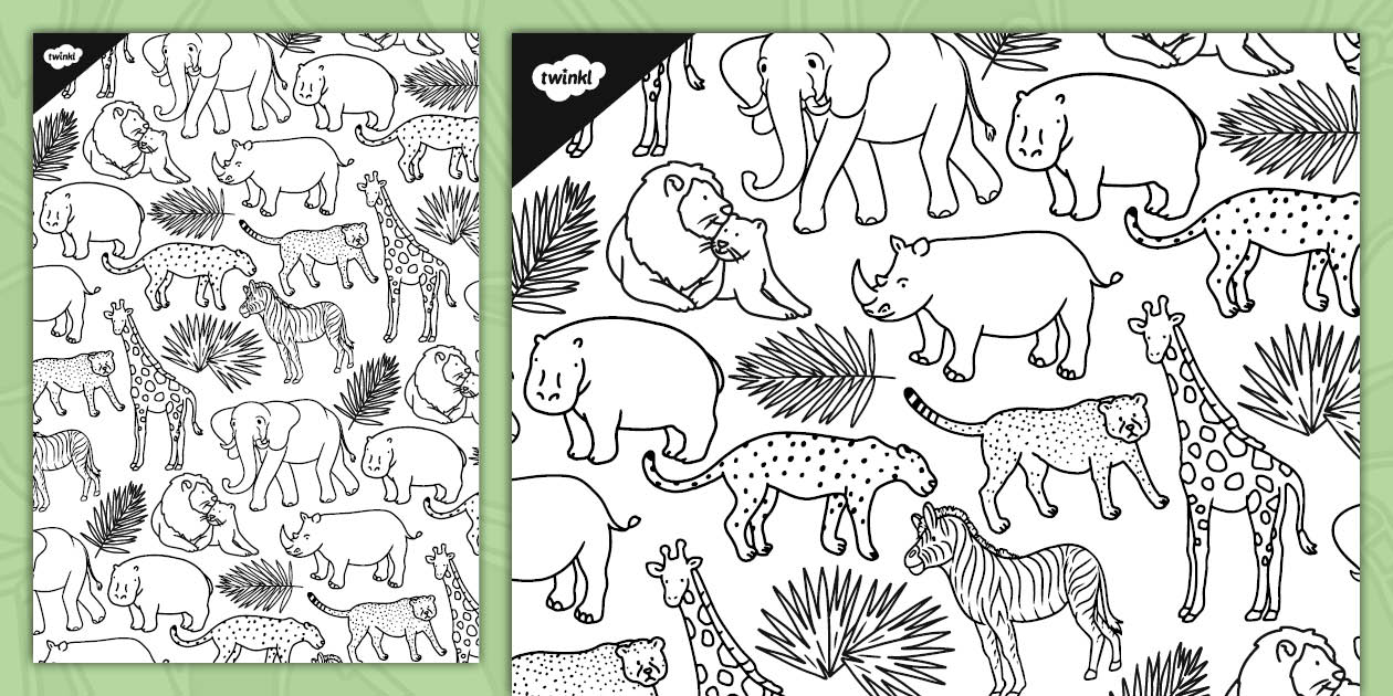 Safari Pattern Doodle Colouring Sheet