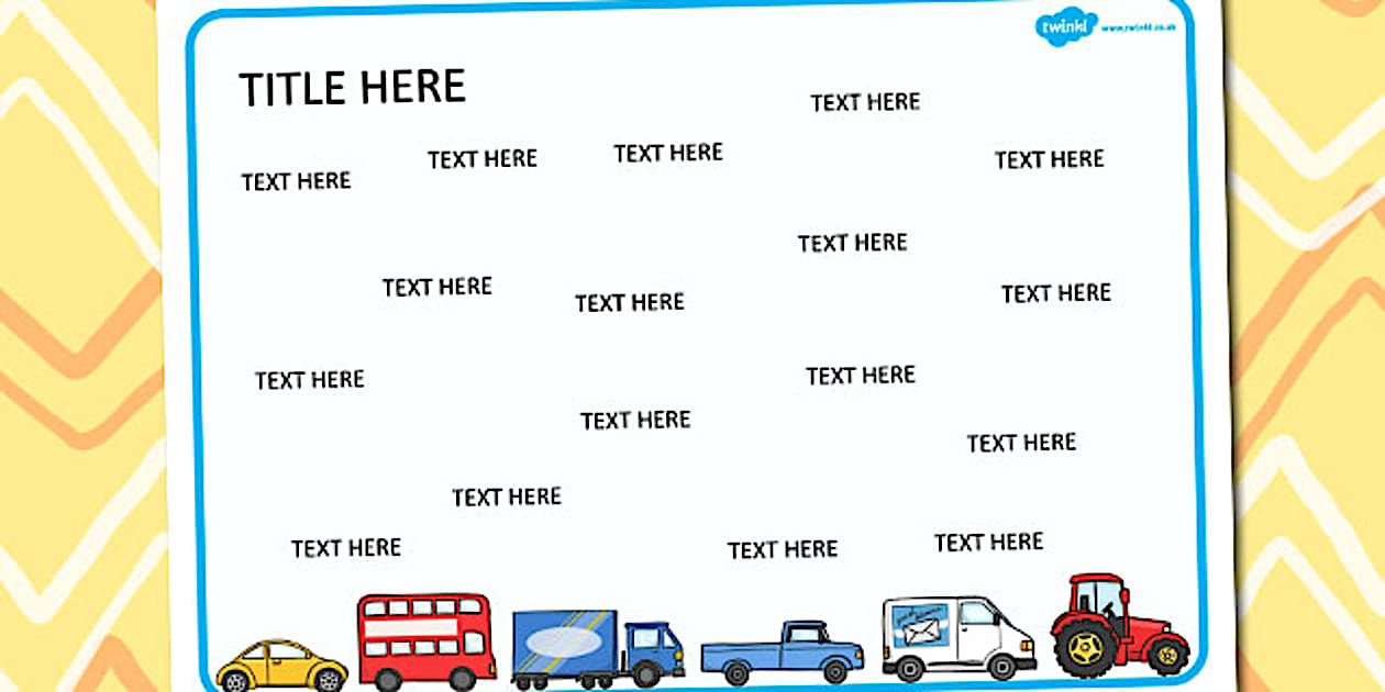 Black and White Transport Themed Editable Word Mat - Twinkl