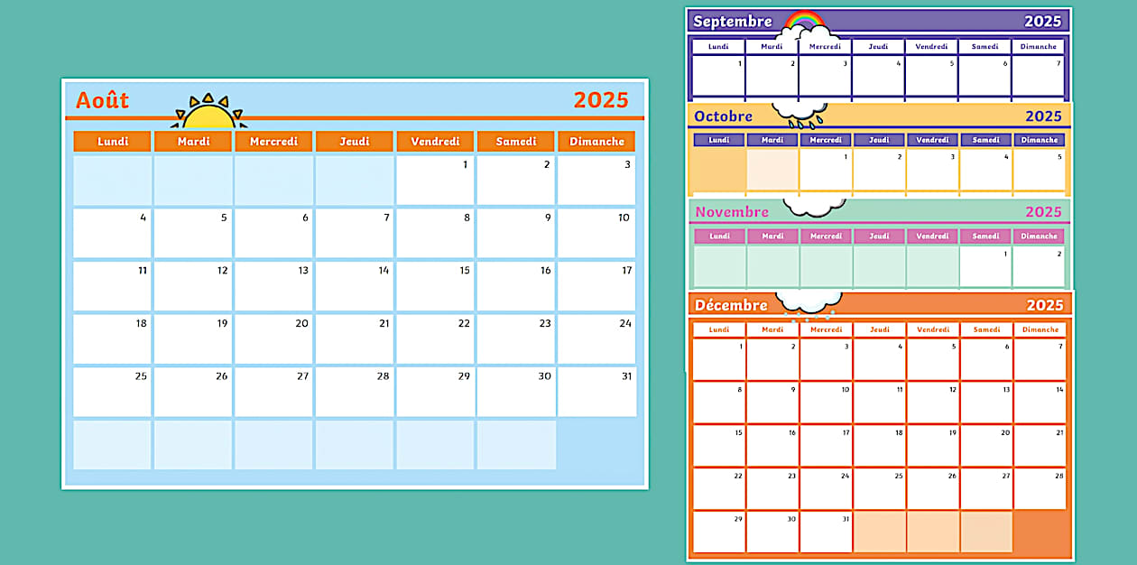 Calendrier mensuel - 2025/2026