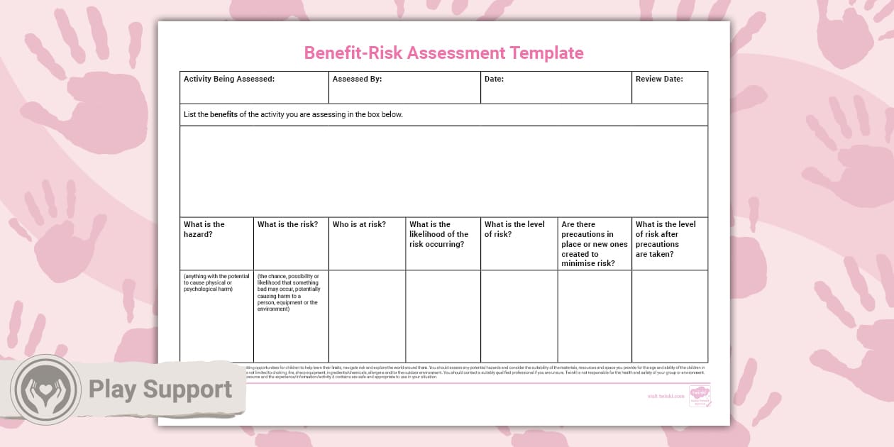 BenefitRisk Assessment Template (teacher made) Twinkl