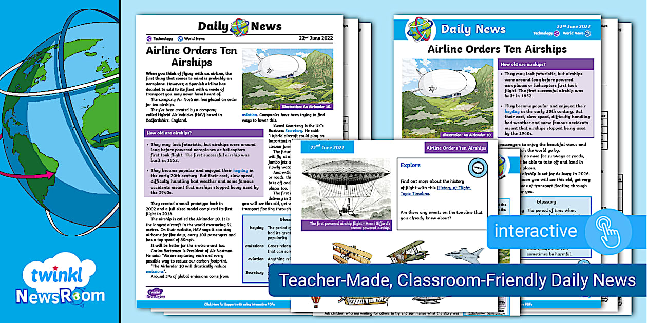 Airline Orders Ten Airships - KS2 Reading Comprehension
