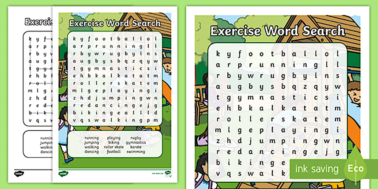 Excercise - Motivational Word Search - Printable - Twinkl