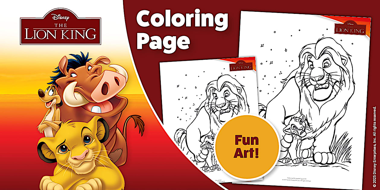 The Lion King: Mufasa and Simba Coloring Page (Teacher-Made)