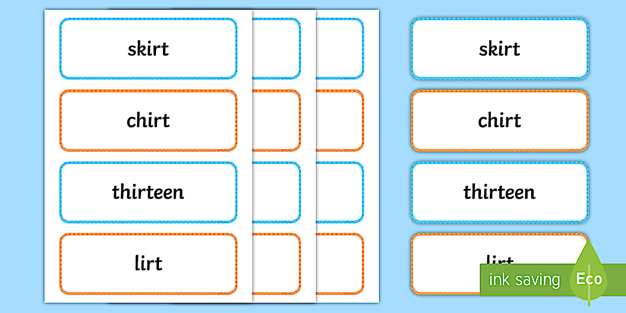 Middle East Phase 5 'ir' Real and Nonsense Words Flashcards