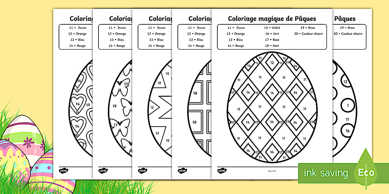 Coloriage magique entre 11 et 20 de Pâques - Twinkl