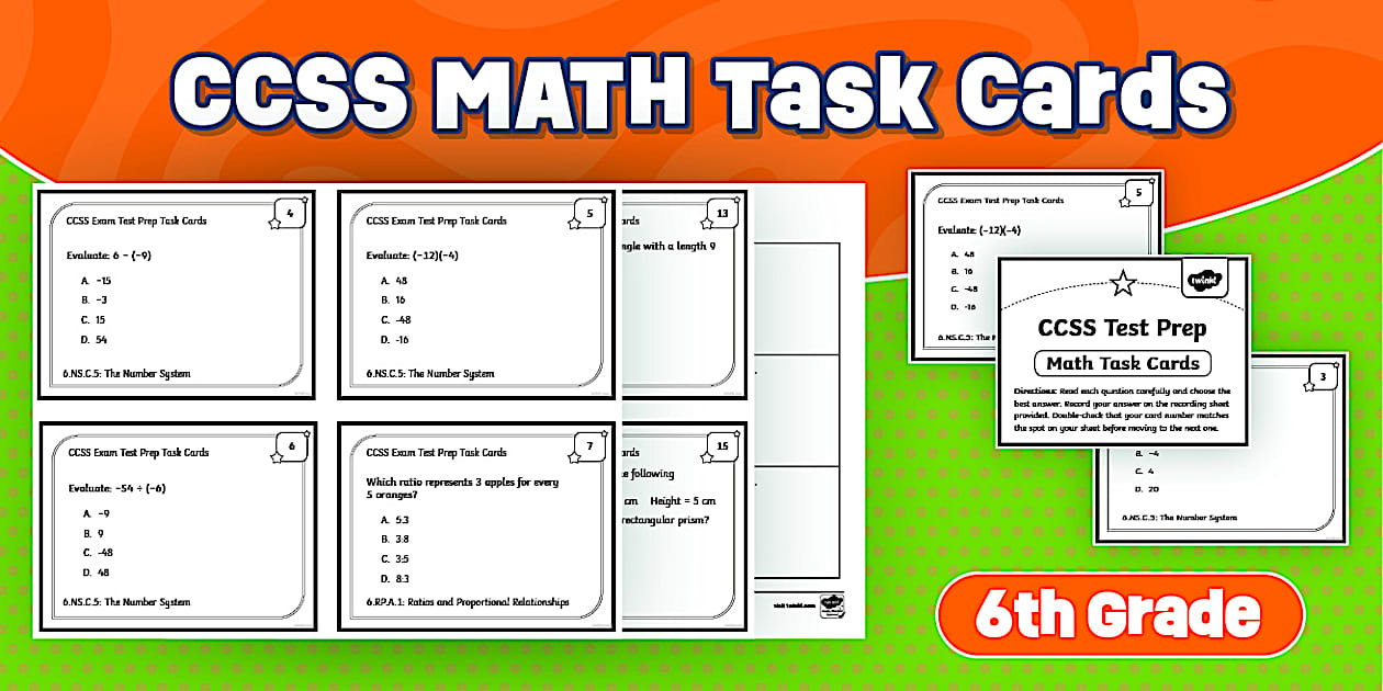 Sixth Grade Math Task Cards | CCSS Test Prep
