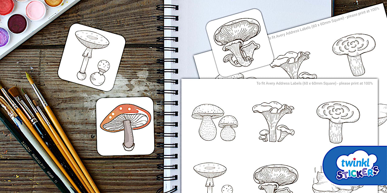 Mindfulness Colouring - Mushroom Stickers (Teacher-Made)