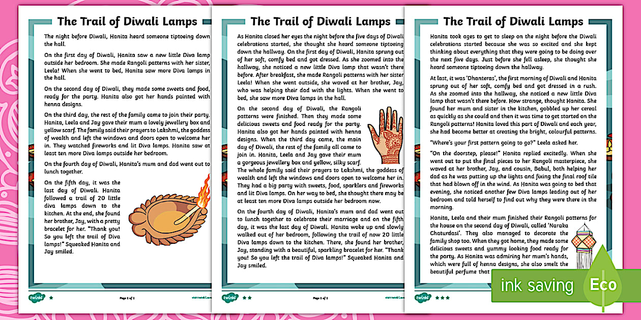 KS1 The Trail of Diwali Lamps Story (teacher made) - Twinkl