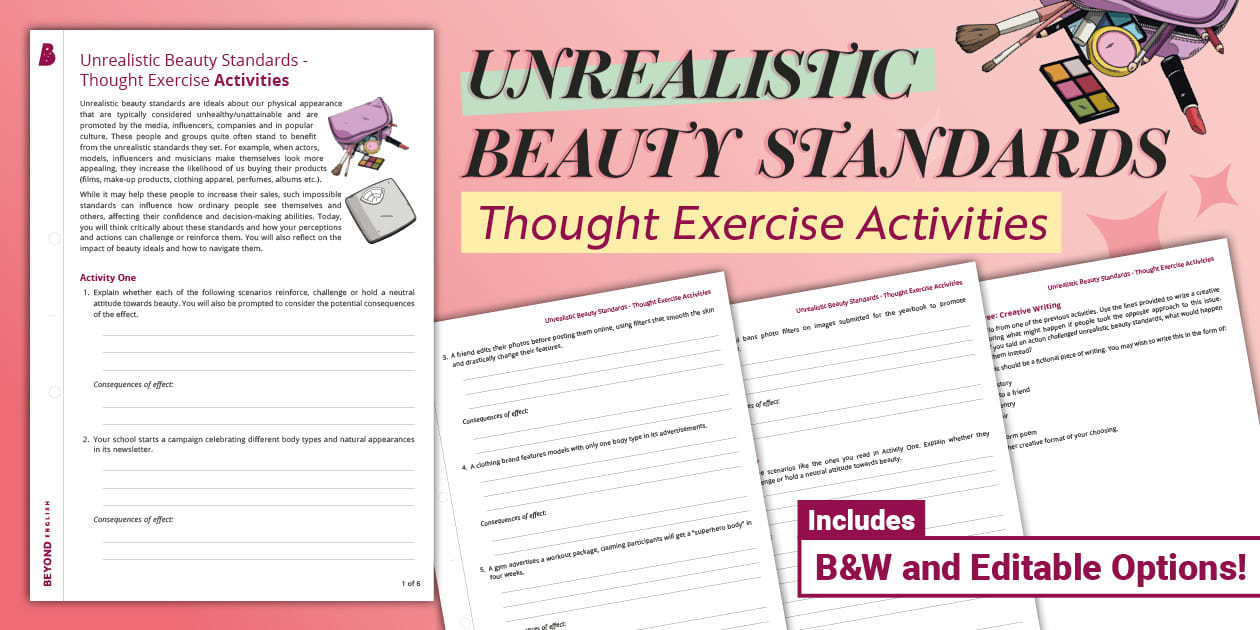 Unrealistic Beauty Standards Thought Exercise Activities