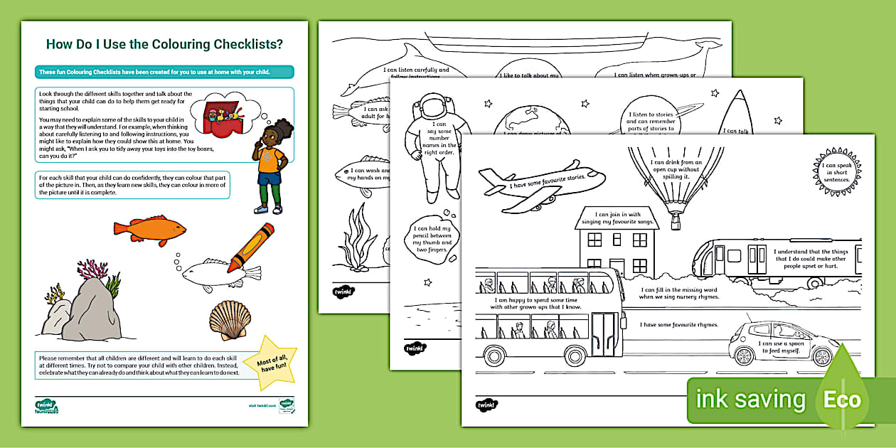 Parent and Child School Readiness Coloring Checklist