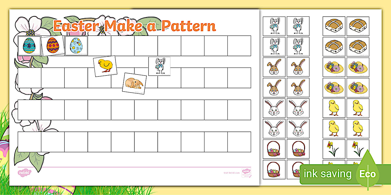 Easter Themed Make A Pattern Worksheets - Twinkl