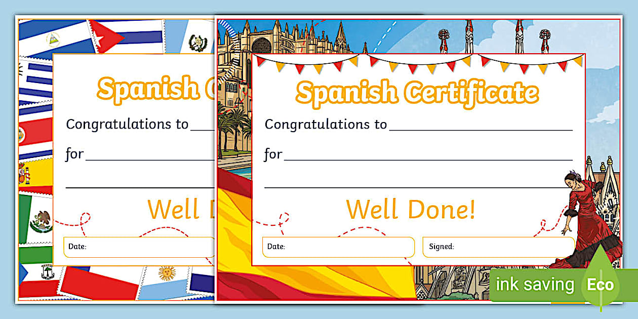 Spanish Award Certificate