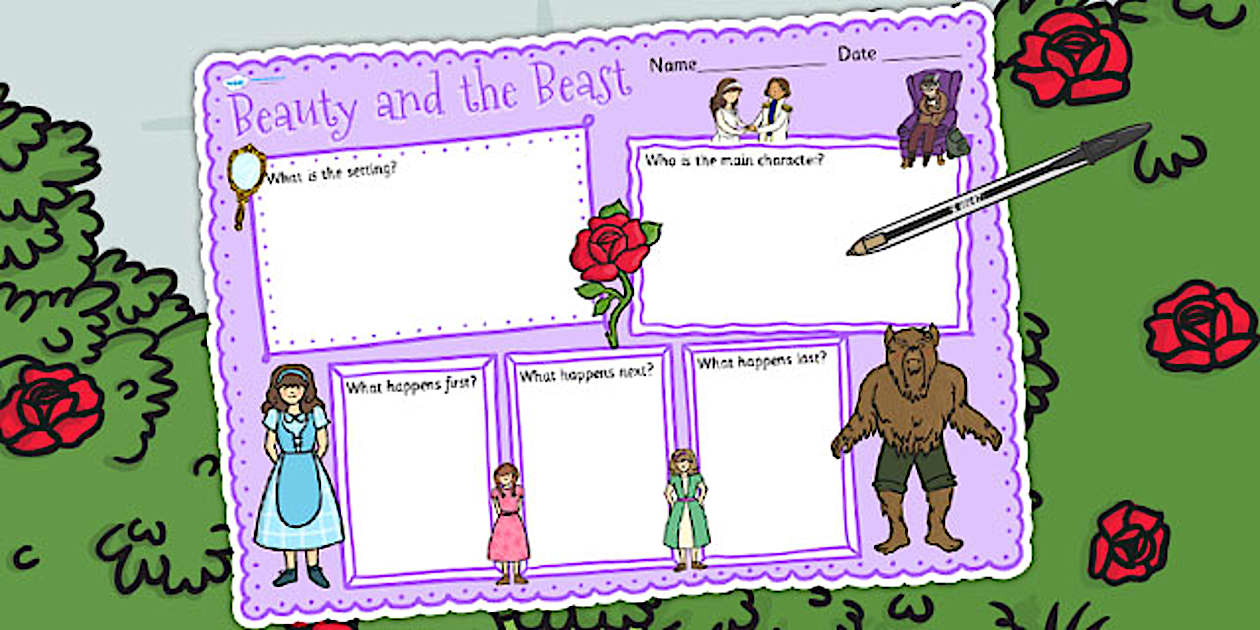 Beauty and the Beast Book Review Writing Frame - writing template