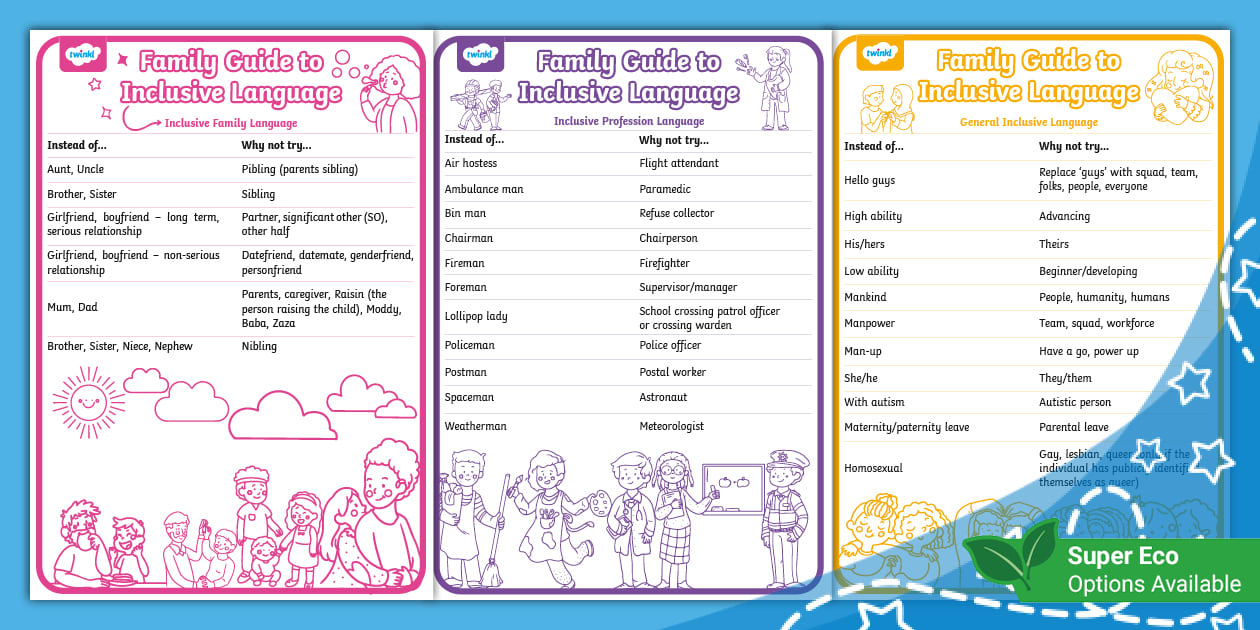 Apa Inclusive Language Guide Inclusive Language Examples: A Guide for the Family
