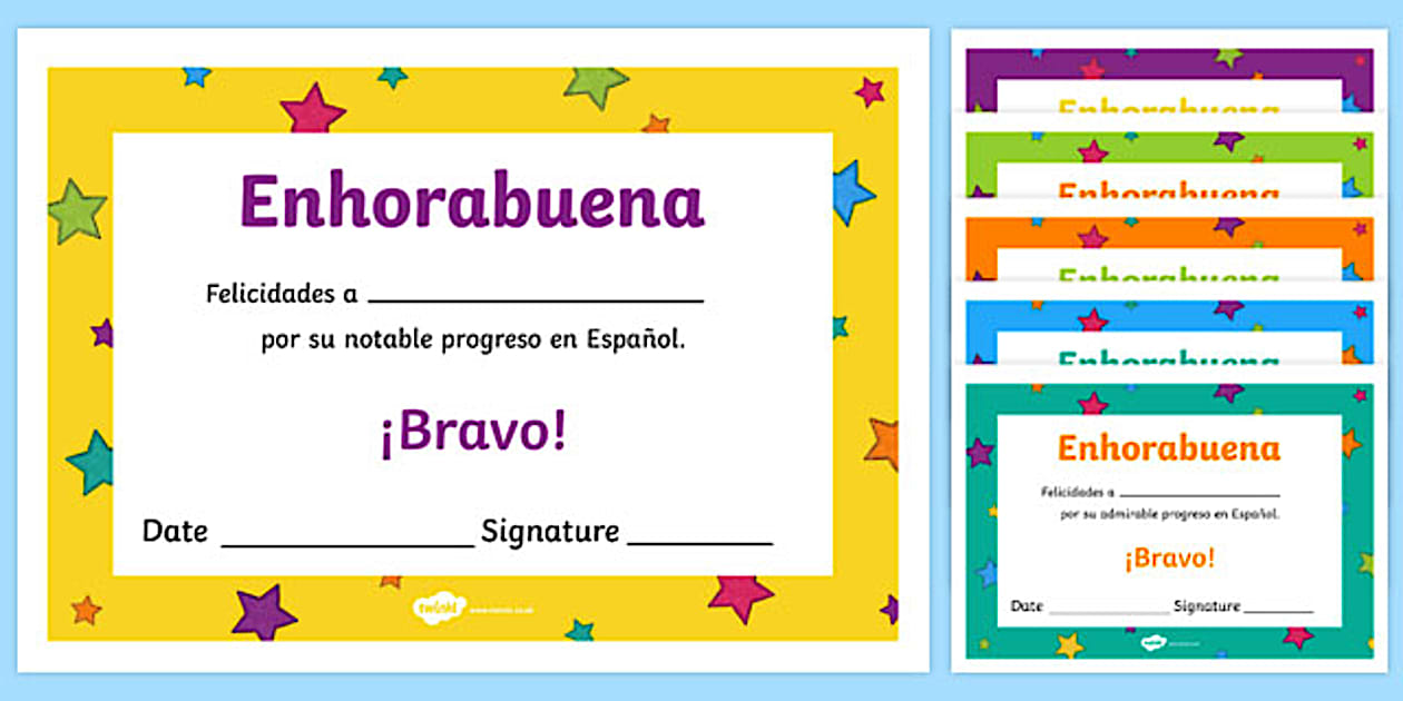 Editable Spanish End of Year Progress Award Certificate Spanish / Español