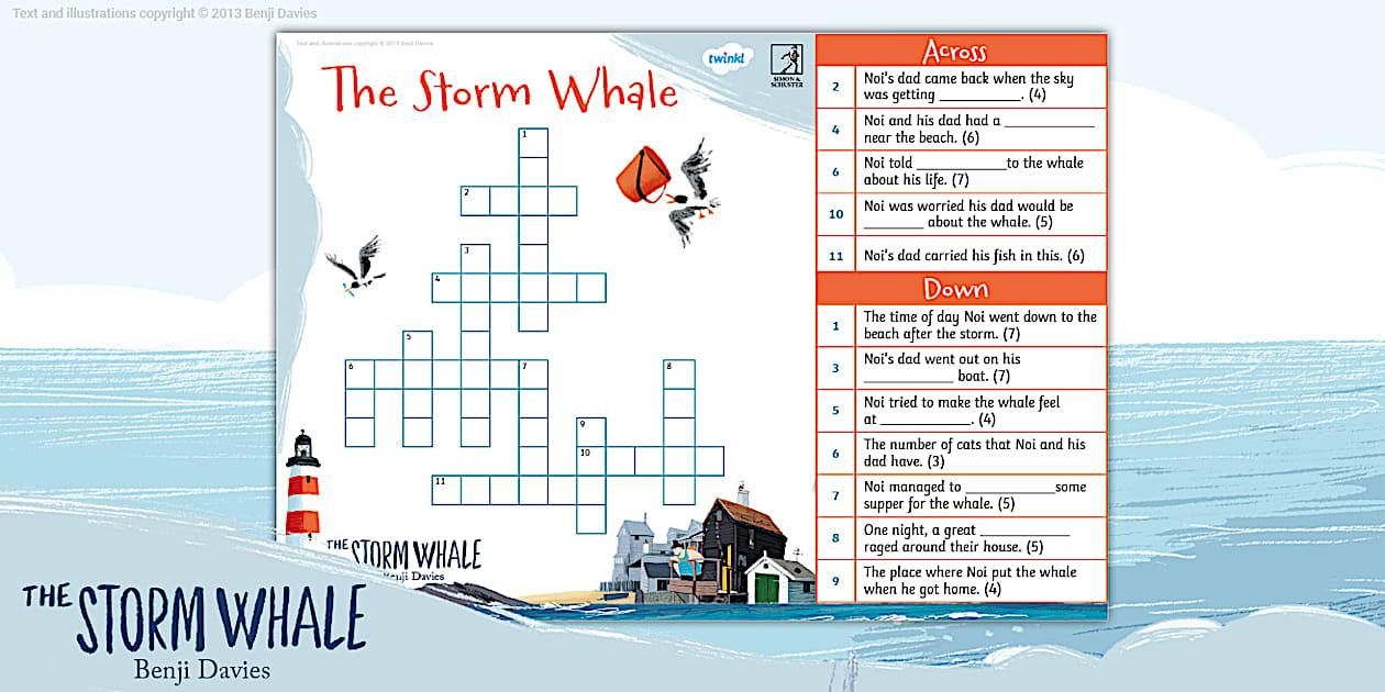 FREE The Storm Whale: Crossword Partnerships Twinkl