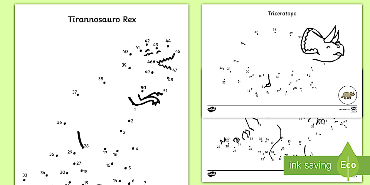 Unisci i Puntini per Bambini con i Dinosauri (teacher made)