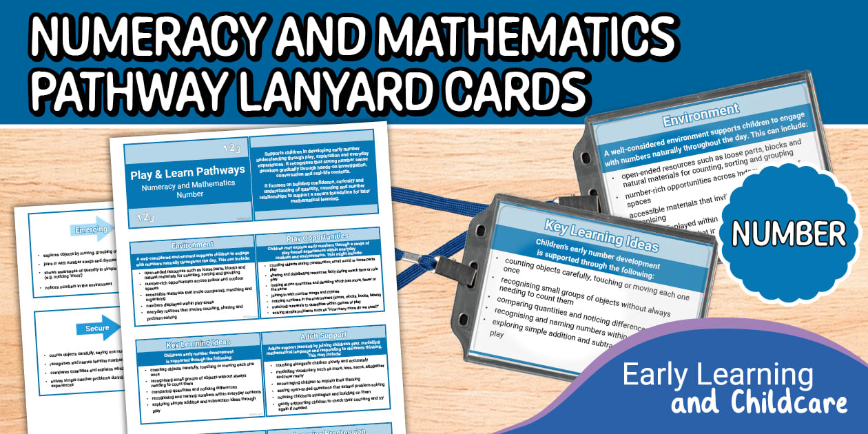7 Math Pathways Play & Learn Pathways - Numeracy (Numbers) Lanyard Cards