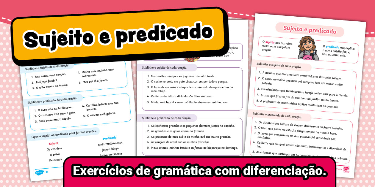 Sujeito e predicado - folha de atividades