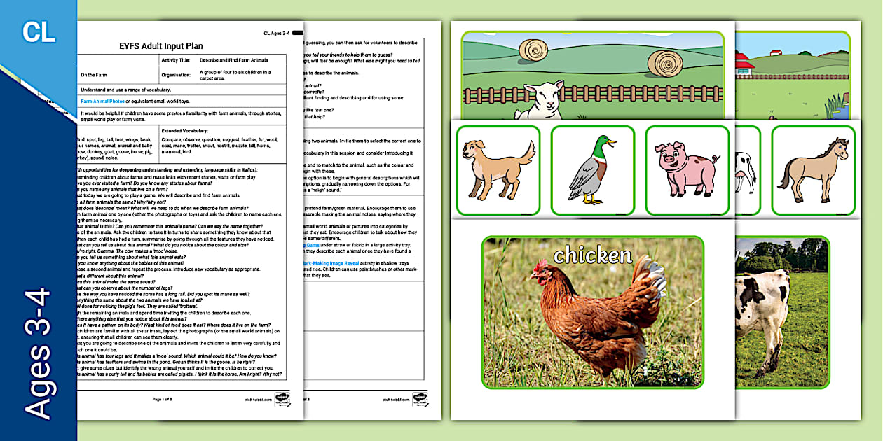 Farm Animal Describe It and Find It C&L Adult Input Plan