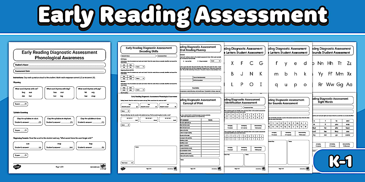 First Level Time Assessment Early Reading Diagnostic Assessment for K-1st Grade