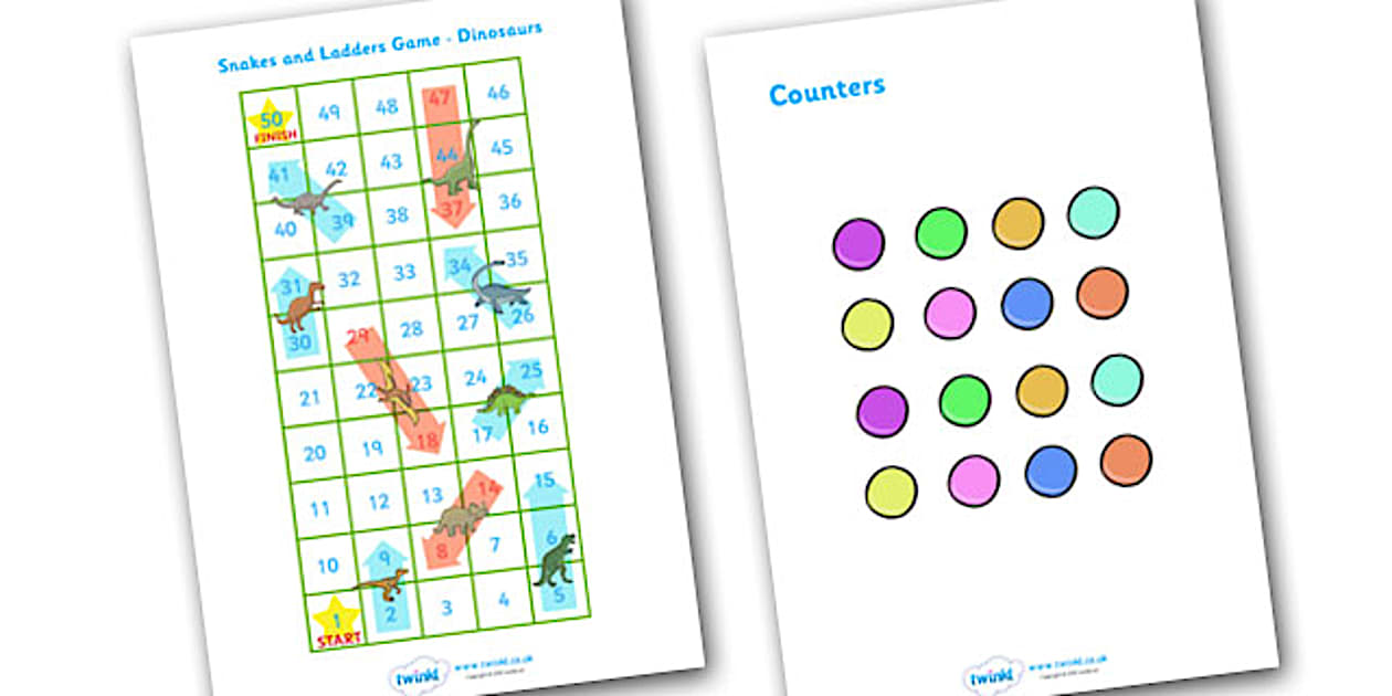 Snakes and Ladders Activity Dinosaurs (Hecho por educadores)