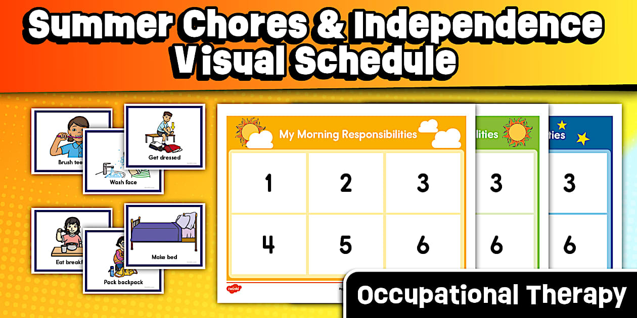Independence Visual Summer Chores and Independence Visual Schedule for Kids | Daily Routine