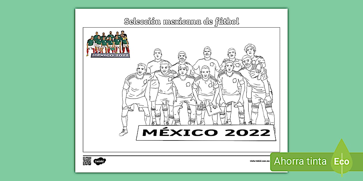 Hoja para colorear: Selección mexicana de fútbol - Twinkl
