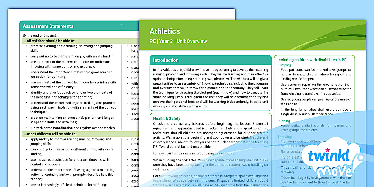 Year 3 Athletics Planning - Twinkl Move PE Planning - LKS2