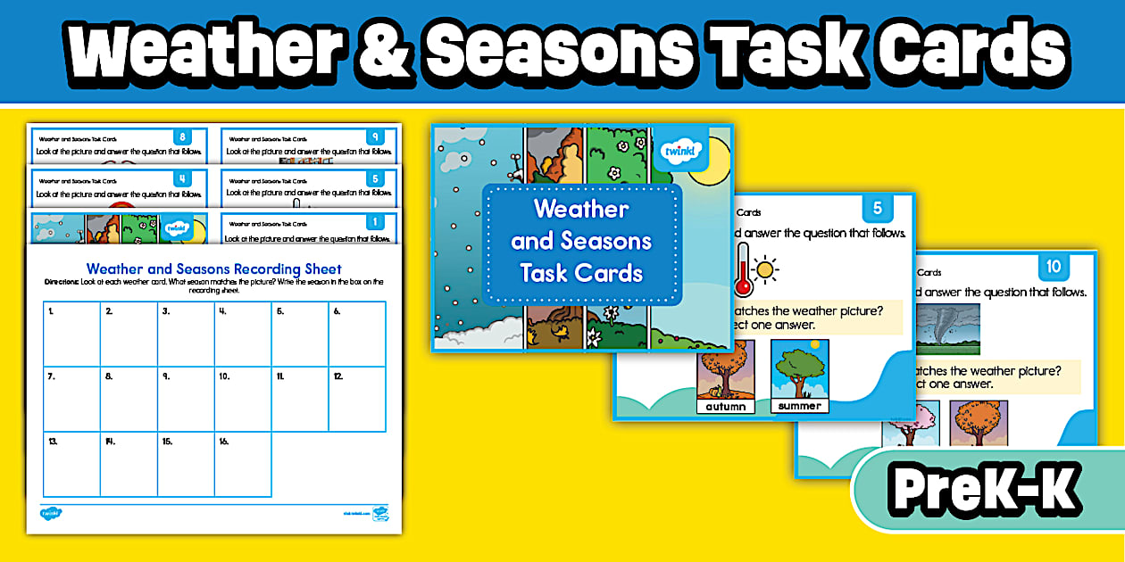 Weather and Seasons Task Cards for PreK-K