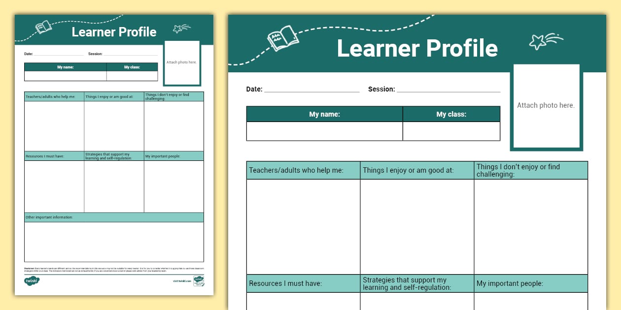ASN Editable Learner Profile Template (teacher made)