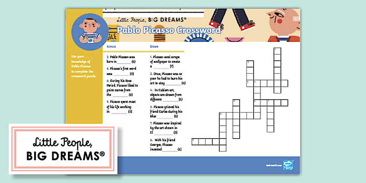FREE Pablo Picasso Crossword Twinkl South Africa