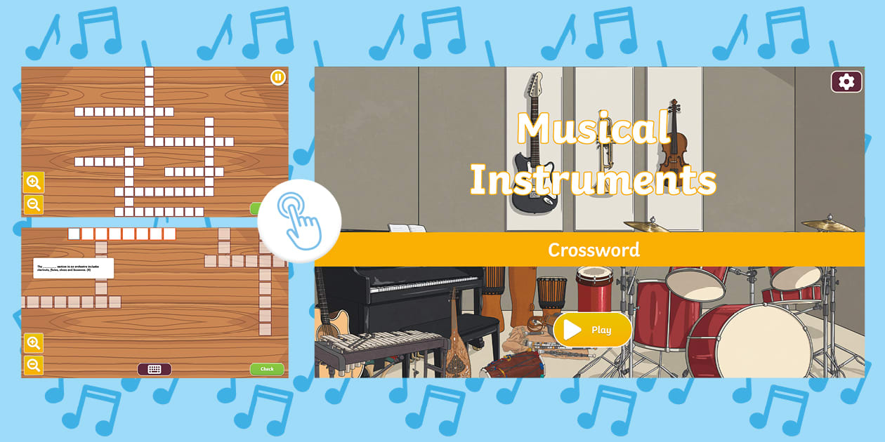 👉 Musical Instruments Interactive Crossword Twinkl