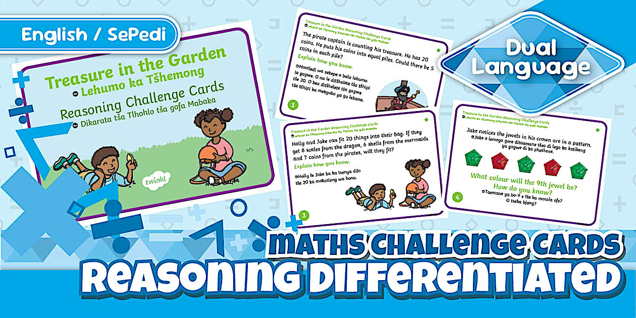 Grade 4 Maths Treasure in the Garden Cards Sepedi/English