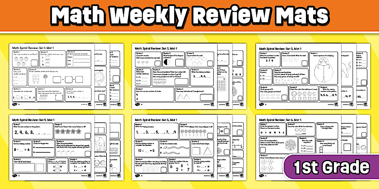 First Grade Math Weekly Review Mats